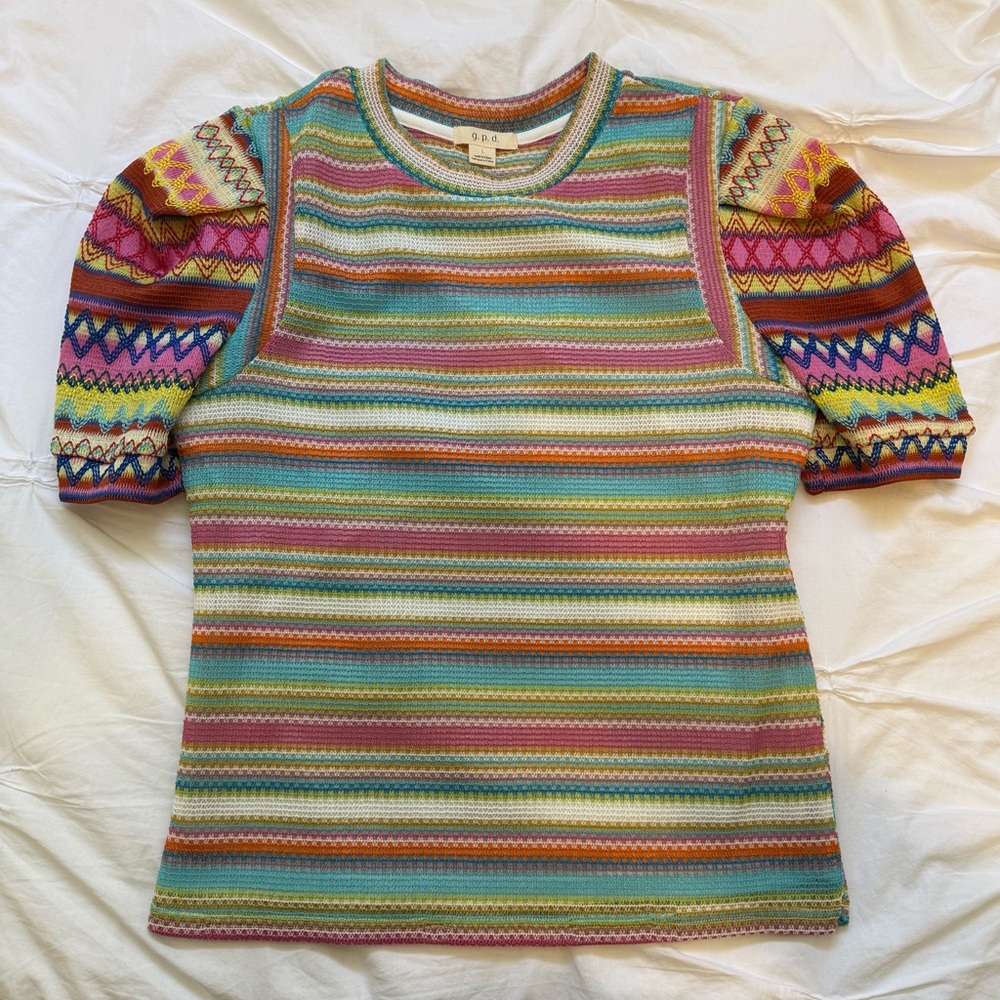 Colorful Striped Knit Blouse/Top